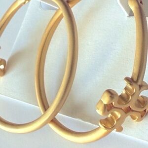 Vintage Luxe Kira  18k gold tone Charm hoop earrings New